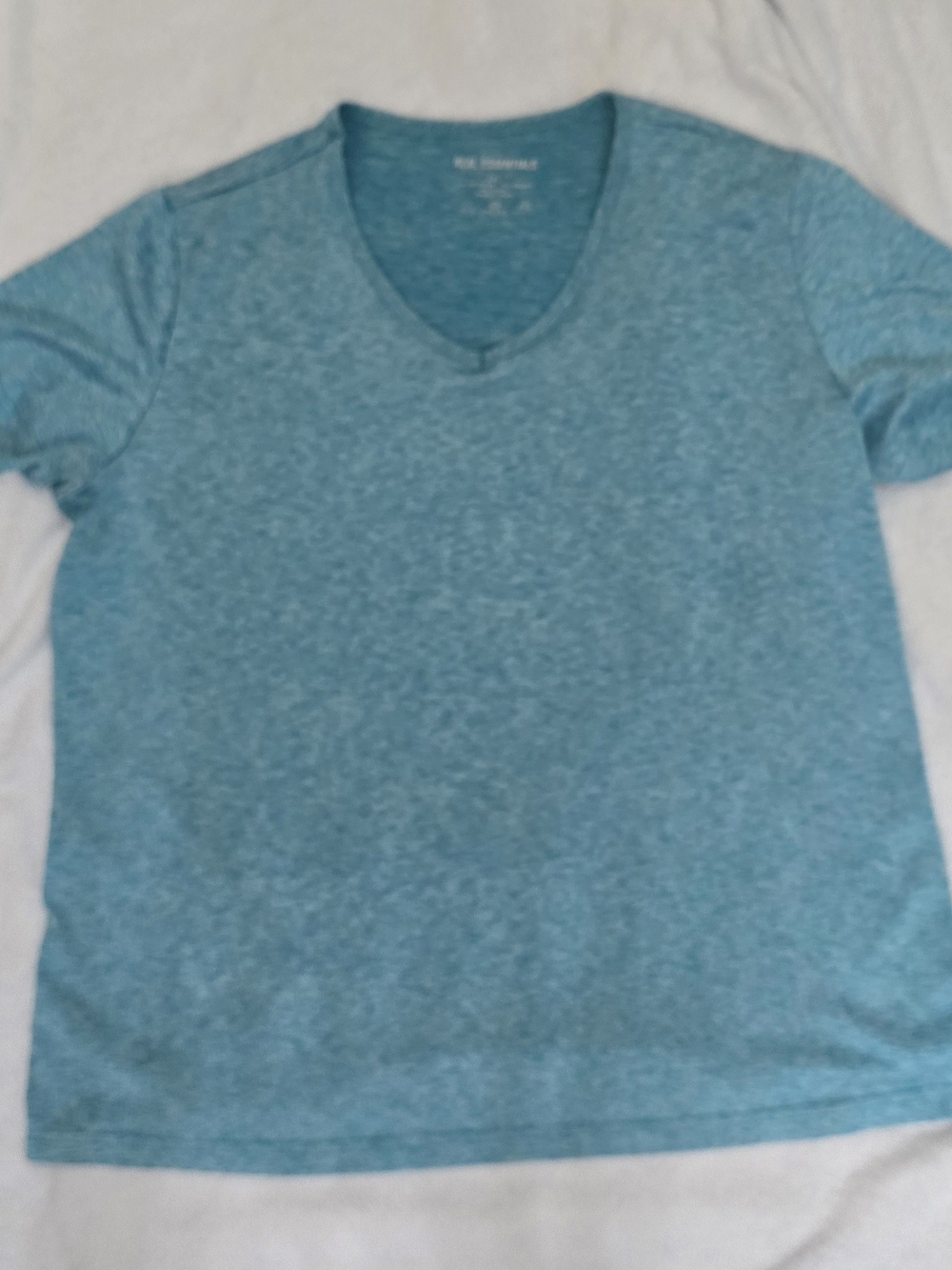 Essentials Heather Teal V-Neck Short Sleeve Tee
